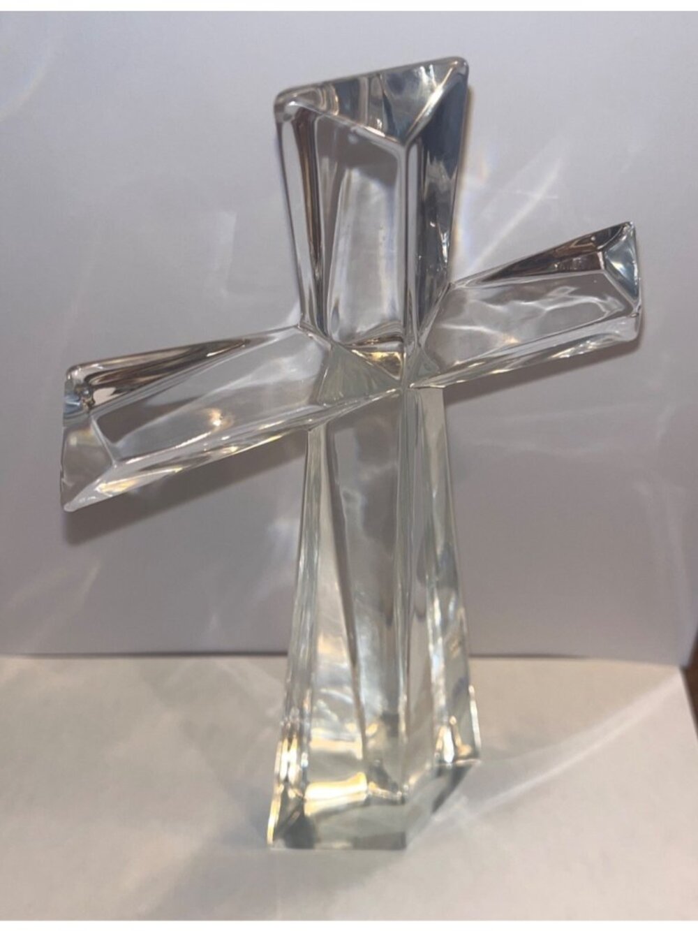 24% Lead Crystal Bohemian Teleflora Cross Figurine Made In Czech Republic - Picture 5 of 5